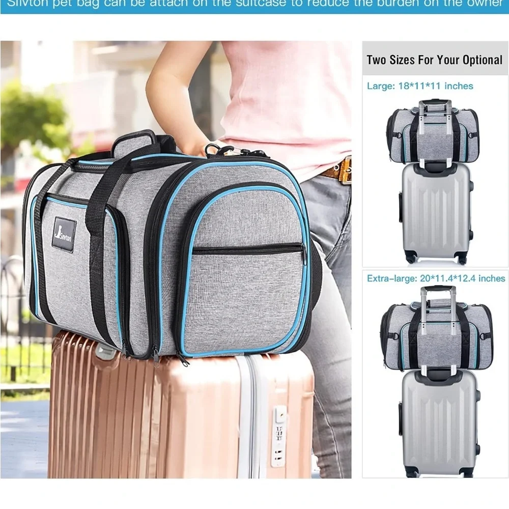 Pet Travel Carrier Airline Approved Dog / Cat Siivton Pet Carrier Soft Sided